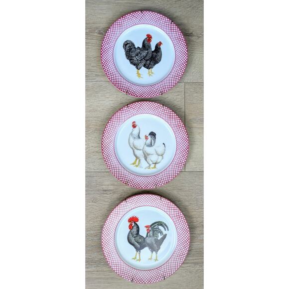 VTG The Haldon Group Devonshire 1981 Set of 3 Chicken Rooster Salad Plates 7.5" - Picture 2 of 9
